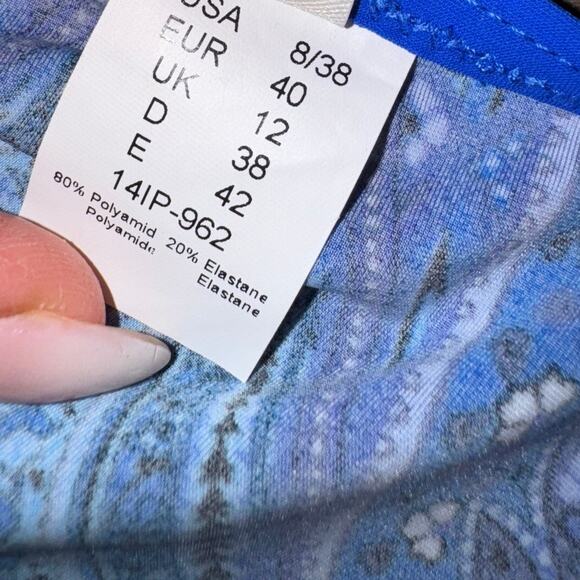 Gottex Blue Paisley Bikini Bottoms Sz 8 – Boho Luxe Swimwear, Festival Vibes - Picture 3 of 5